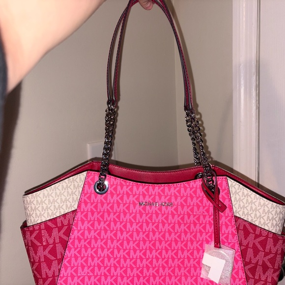 Michael Kors Vibrant Pink and Red Tote - Picture 1 of 8
